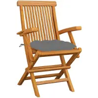 The Living Store Gartenstühle mit Grauen Kissen 6 Stk. Massivholz Teak
