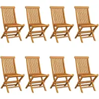 The Living Store Gartenstühle mit Anthrazit Kissen 8 Stk. Massivholz Teak