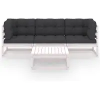 The Living Store 4-tlg. Garten-Lounge-Set mit Kissen Kiefer Massivholz
