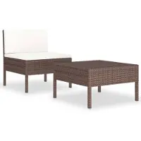 The Living Store 2-tlg. Garten-Lounge-Set mit Auflagen Poly Rattan Braun