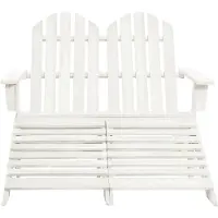 The Living Store 2-Sitzer Adirondack-Gartenbank mit Fußstütze Tannenholz Weiß