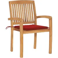 The Living Store Gartenstühle 2 Stk. mit Roten Kissen Massivholz Teak