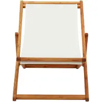The Living Store Klappbarer Strandstuhl Eukalyptusholz und Stoff Cremeweiß