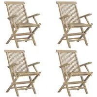 The Living Store Gartenstühle 4 Stk. Klappbar Grau 56x61x89 cm Massivholz Teak
