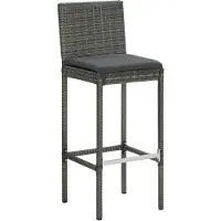 The Living Store Garten-Barhocker mit Kissen 4 Stk. Grau Poly Rattan