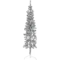 The Living Store Künstlicher Halb-Weihnachtsbaum Ständer Schlank Silbern 150 cm