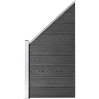The Living Store Zaunelement Set WPC 1657x(105-186) cm Schwarz