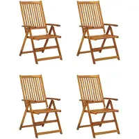 The Living Store Garten-Liegestühle 4 Stk. mit Kissen Akazie Massivholz