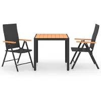 The Living Store 3-tlg. Garten-Essgruppe Schwarz und Braun