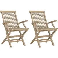 The Living Store Gartenstühle 2 Stk. Klappbar Grau 56x61x89 cm Massivholz Teak