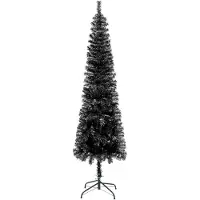 The Living Store Schlanker Weihnachtsbaum Schwarz 240 cm
