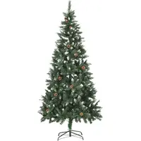 The Living Store Künstlicher Weihnachtsbaum Kiefernzapfen Weißem Glitzer 210 cm
