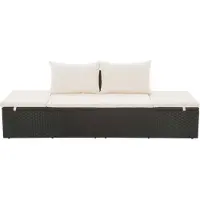 The Living Store Gartenbett Schwarz 195×60 cm Poly Rattan