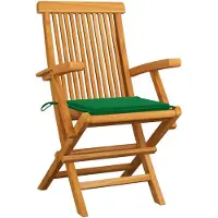 The Living Store Gartenstühle mit Grünen Kissen 2 Stk. Massivholz Teak