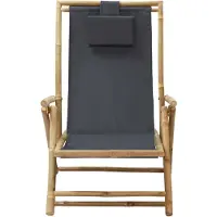 The Living Store Verstellbarer Relaxstuhl Dunkelgrau Bambus und Stoff