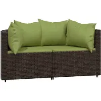 The Living Store Garten-Ecksofas mit Kissen 2 Stk. Braun Poly Rattan