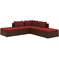 The Living Store 5-tlg. Garten-Lounge-Set mit Kissen Poly Rattan Braun