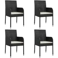 The Living Store Gartenstühle mit Kissen 4 Stk. Poly Rattan Schwarz