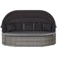 The Living Store Outdoor-Loungebett mit Dach Grau