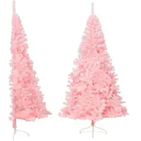 The Living Store Künstlicher Halb-Weihnachtsbaum mit Ständer Rosa 240 cm PVC
