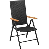The Living Store Stapelbare Gartenstühle 2 Stk. Poly Rattan Schwarz