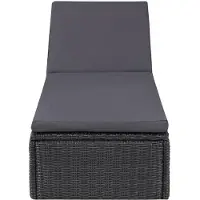 The Living Store Sonnenliege Poly Rattan Schwarz und Dunkelgrau