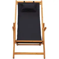 The Living Store Klappbarer Strandstuhl Eukalyptus Massivholz und Stoff Schwarz