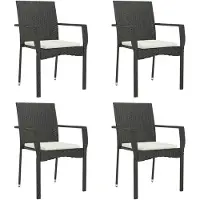 The Living Store Gartenstühle mit Kissen 4 Stk. Poly Rattan Schwarz