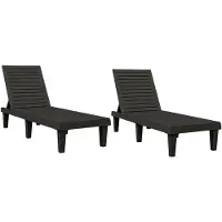 The Living Store Sonnenliegen 2 Stk. Schwarz 155x58x83 cm Polypropylen