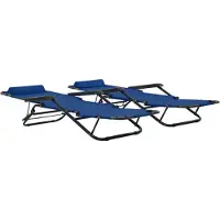 The Living Store Klappbare Sonnenliegen 2 Stk. mit Fußablage Blau
