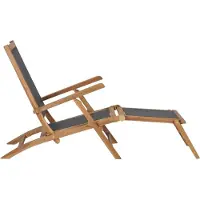 The Living Store Liegestuhl mit Fußablage Massivholz Teak Schwarz