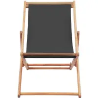 The Living Store Klappbarer Strandstuhl Stoff und Holzrahmen Grau