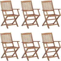 The Living Store Klappbare Gartenstühle 6 Stk. mit Kissen Massivholz Akazie