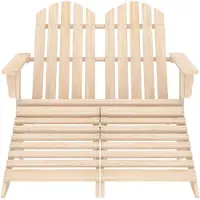 The Living Store 2-Sitzer Adirondack-Gartenbank mit Fußstütze Tannenholz