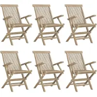 The Living Store Gartenstühle 6 Stk. Klappbar Grau 56x61x89 cm Massivholz Teak
