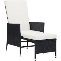 The Living Store Garten-Liegestuhl mit Auflagen Poly Rattan Schwarz