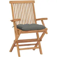 The Living Store Gartenstühle mit Grauen Kissen 4 Stk. Massivholz Teak
