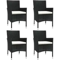 The Living Store Gartenstühle mit Kissen 4 Stk. Poly Rattan Schwarz