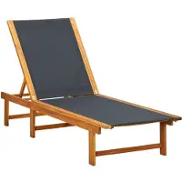 The Living Store Sonnenliege mit Tisch Massivholz Akazie und Textilene