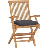 The Living Store Gartenstühle mit Anthrazit Kissen 4 Stk. Massivholz Teak