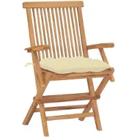 The Living Store Gartenstühle mit Cremeweißen Kissen 2 Stk. Massivholz Teak