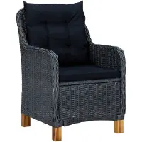 The Living Store Gartenstühle mit Kissen 2 Stk. Poly Rattan Dunkelgrau