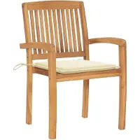 The Living Store Gartenstühle 2 Stk. mit Cremeweißen Kissen Massivholz Teak