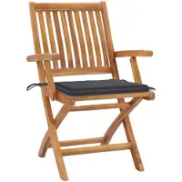 The Living Store Gartenstühle 2 Stk. mit Anthrazit Kissen Massivholz Teak