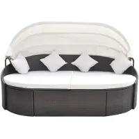 The Living Store Outdoor-Loungebett mit Dach Poly Rattan Braun