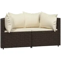 The Living Store Garten-Ecksofas mit Kissen 2 Stk. Braun Poly Rattan