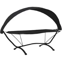 The Living Store Outdoor-Loungebett mit Dach Schwarz Stahl und Oxford-Stoff