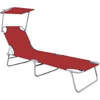 The Living Store Klappliege mit Sonnenschutz Rot Aluminium