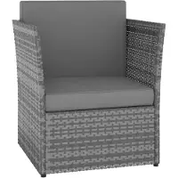 The Living Store Gartensessel mit Hocker Poly Rattan Anthrazit
