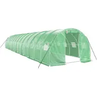 The Living Store Gewächshaus mit Stahlrahmen Grün 42 m² 14x3x2 m